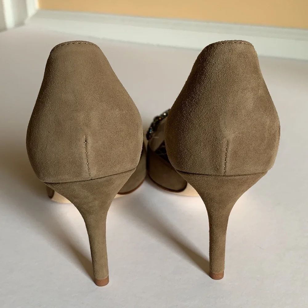 RARE Tory Burch Esme Tan D’Orsays pumps, black diamond